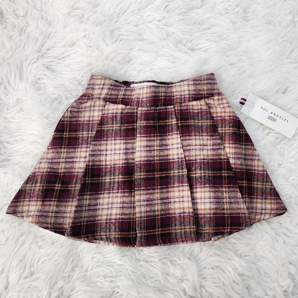 Sol Angeles Marina del Rey skirt. Garnet plaid. Size 4T. New.